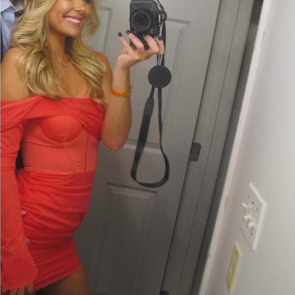 Oh Polly Pink One Shoulder Bustier Mini Dress